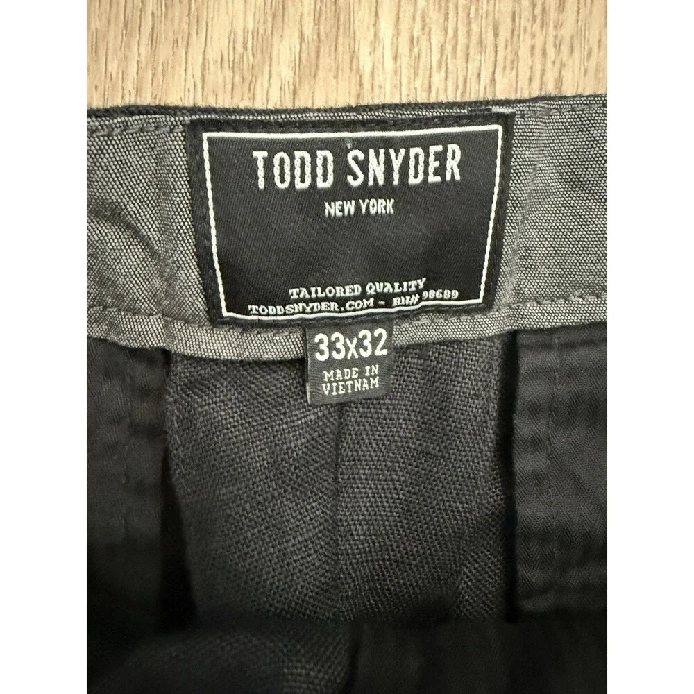 Todd Snyder New York Men 33x32 (fit 33x29) Black 100% Linen Dress Pants Trousers